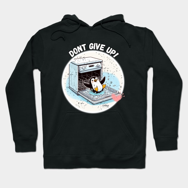 Sweet Animals: The Pinguin Never Give Up! - Cute Pinguin - A Funny Silly Retro Vintage Style Hoodie by LollipopINC